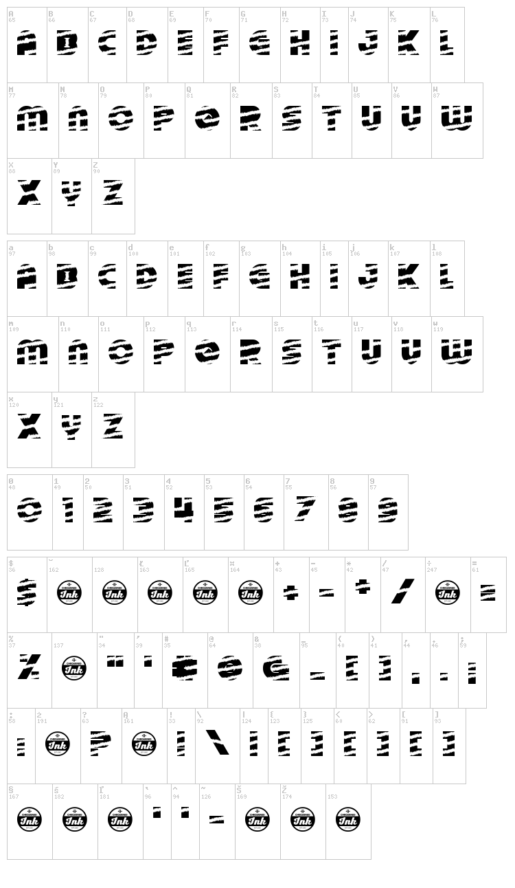 Tinsel Christmas font map